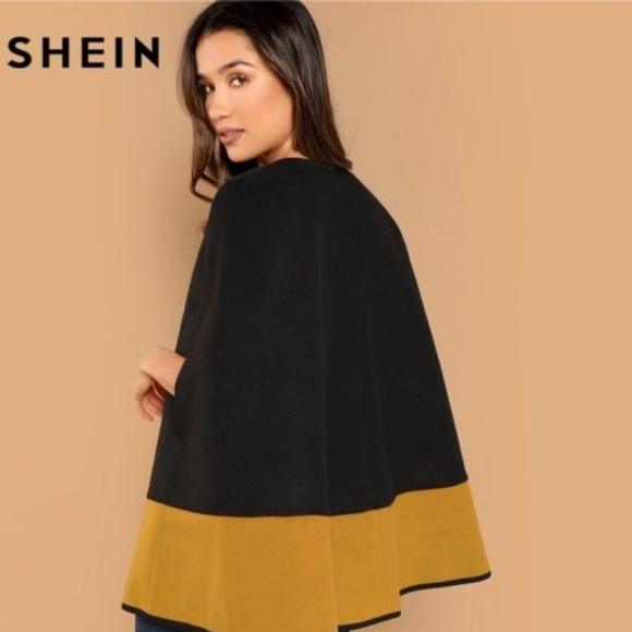 Shein 2 toned cape black yellow Size XS - Picture 2 of 7